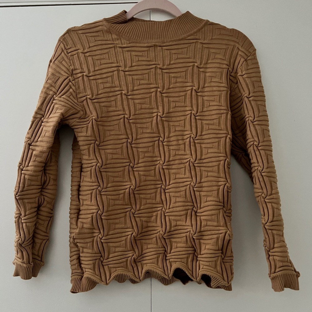 Jolie‎ Joy by FTCTWL Tan Textured Mock Neck Long Sleeve Sweater 3X